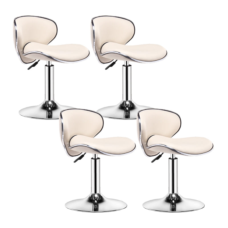 Contemporary Metal Bar Stool Low Back Turntable Faux Leather Cushion Footrest Stool