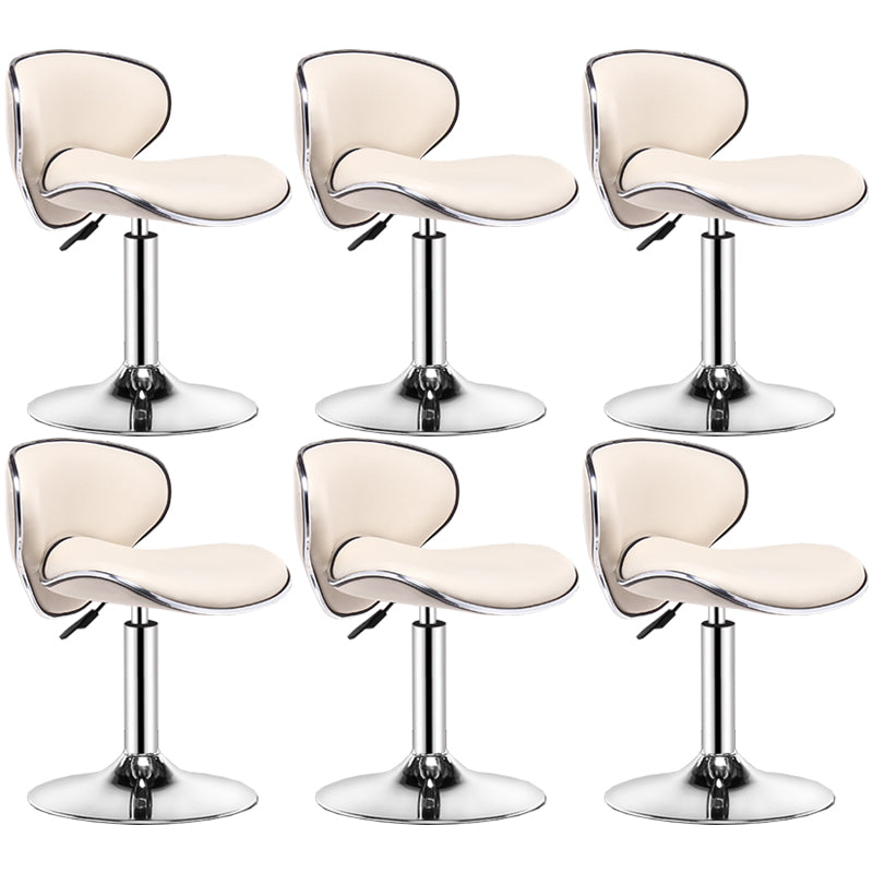 Contemporary Metal Bar Stool Low Back Turntable Faux Leather Cushion Footrest Stool