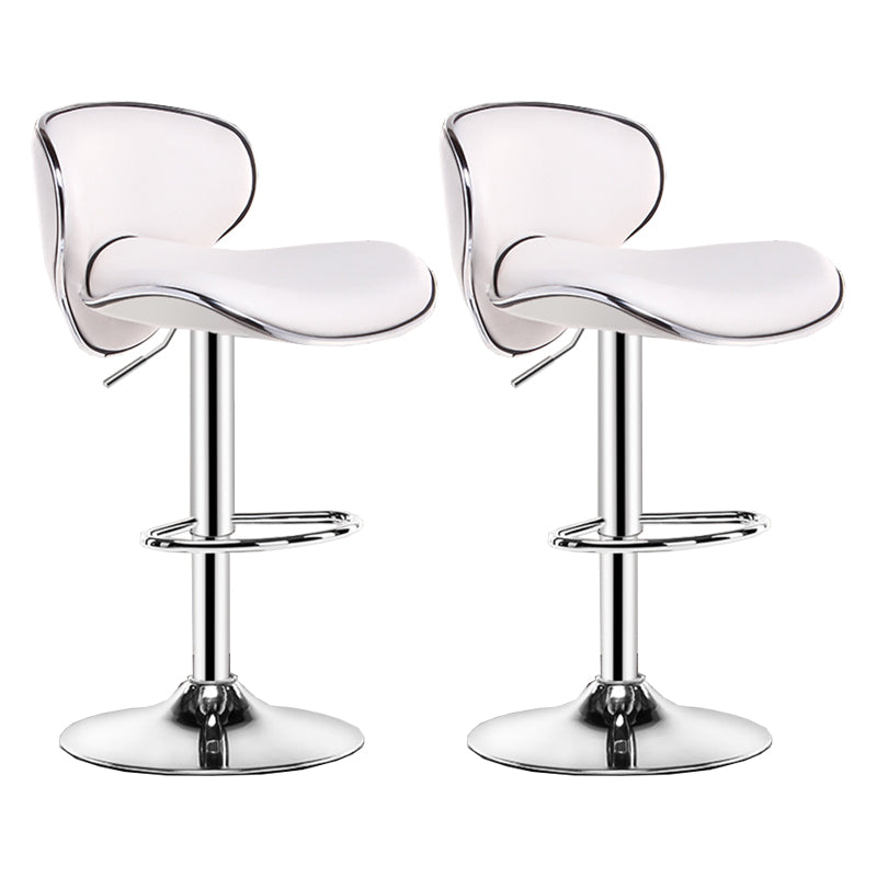 Contemporary Metal Bar Stool Low Back Turntable Faux Leather Cushion Footrest Stool