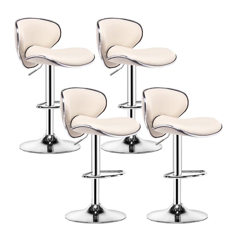 Contemporary Metal Bar Stool Low Back Turntable Faux Leather Cushion Footrest Stool