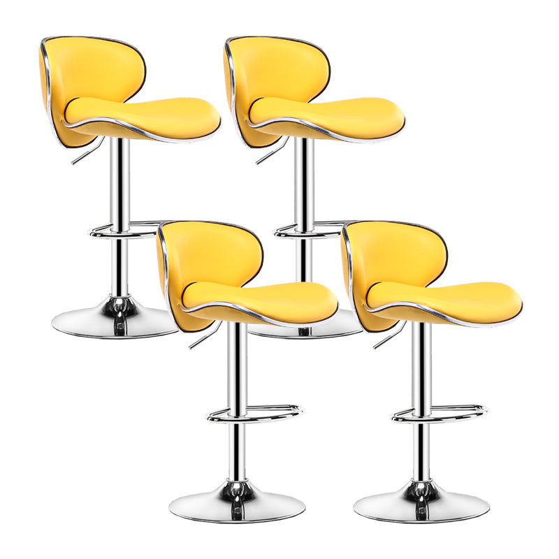 Contemporary Metal Bar Stool Low Back Turntable Faux Leather Cushion Footrest Stool