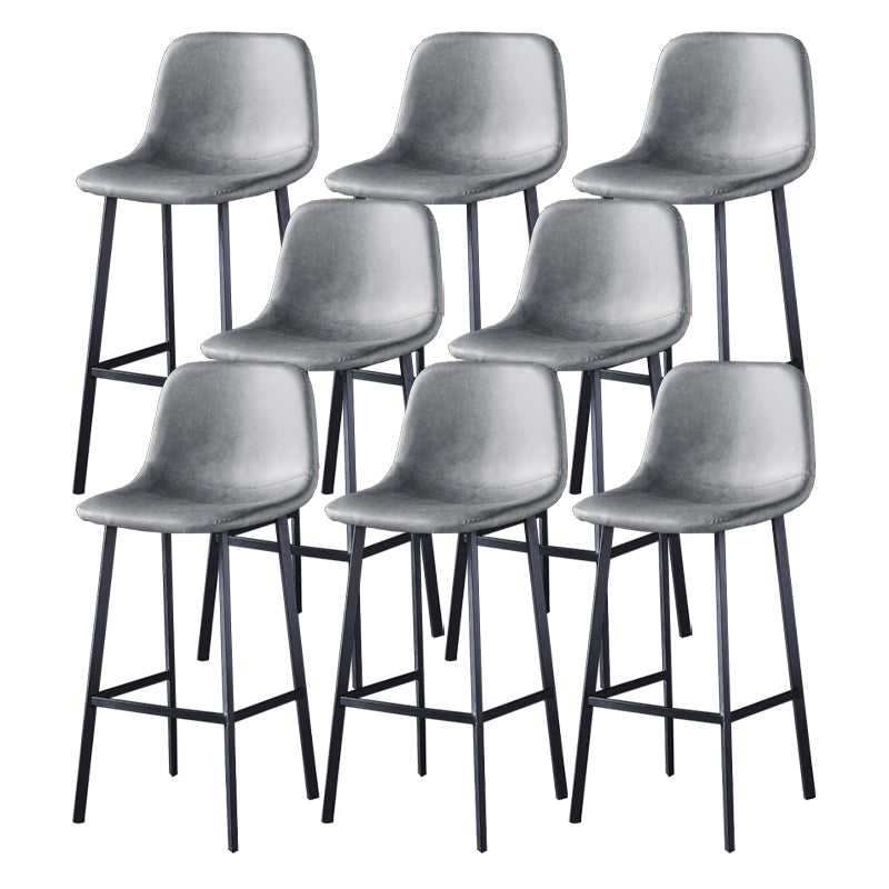 Contemporary Metal Barstool Low Back Turantable Faux Leather Cushion Footrest Stool