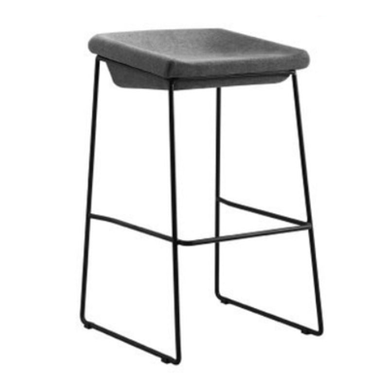 Modern Armless Backless Counter Stool Iron Bar Stool with Cushion and Pedal for Kitchen