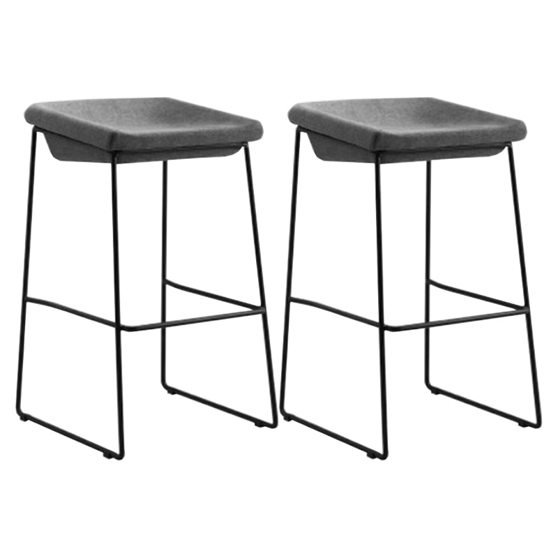 Modern Armless Backless Counter Stool Iron Bar Stool with Cushion and Pedal for Kitchen