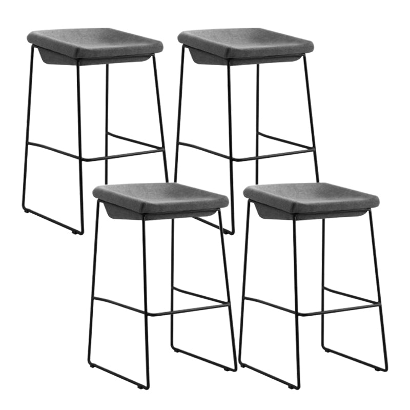 Modern Armless Backless Counter Stool Iron Bar Stool with Cushion and Pedal for Kitchen