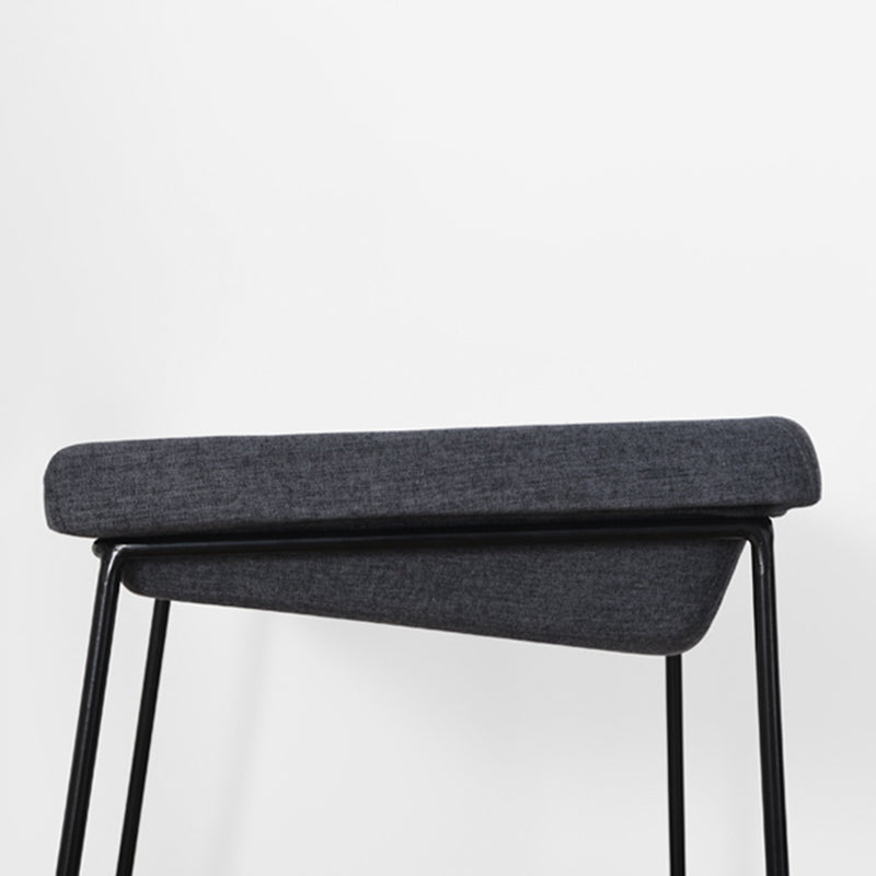 Modern Armless Backless Counter Stool Iron Bar Stool with Cushion and Pedal for Kitchen