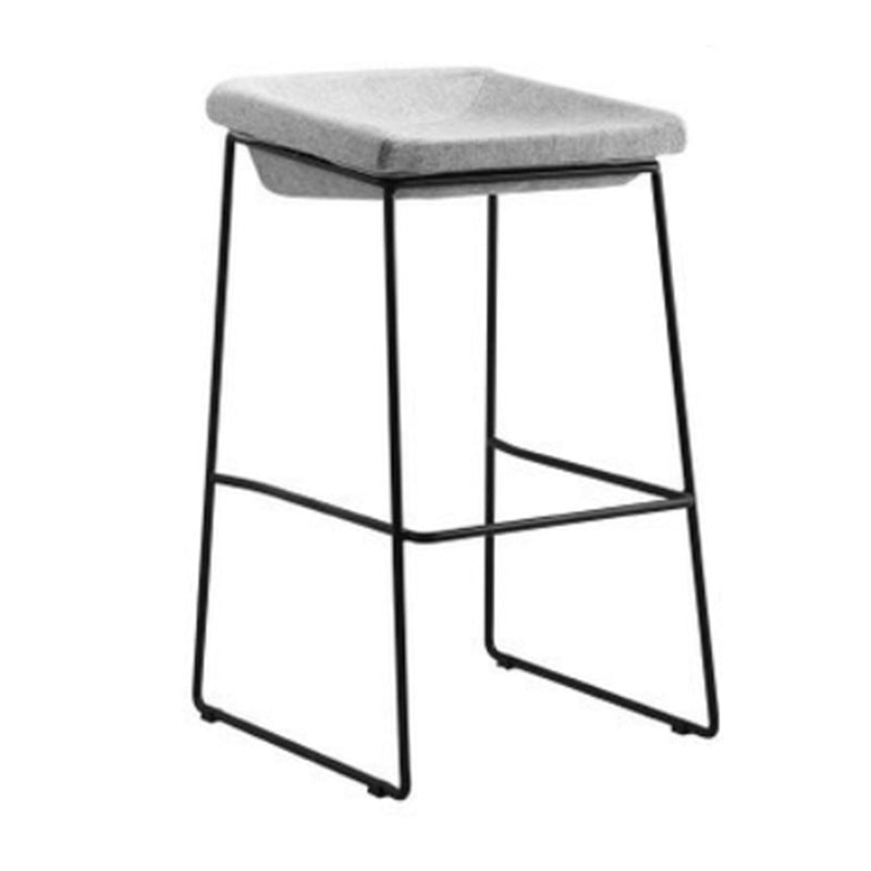 Modern Armless Backless Counter Stool Iron Bar Stool with Cushion and Pedal for Kitchen