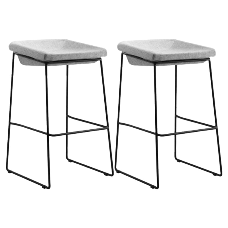 Modern Armless Backless Counter Stool Iron Bar Stool with Cushion and Pedal for Kitchen