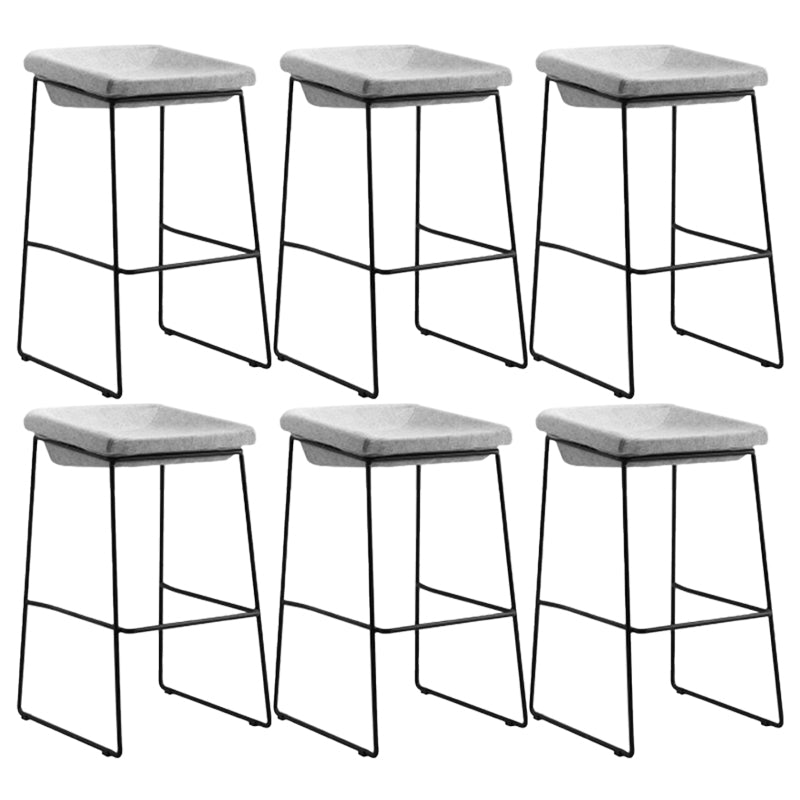 Modern Armless Backless Counter Stool Iron Bar Stool with Cushion and Pedal for Kitchen