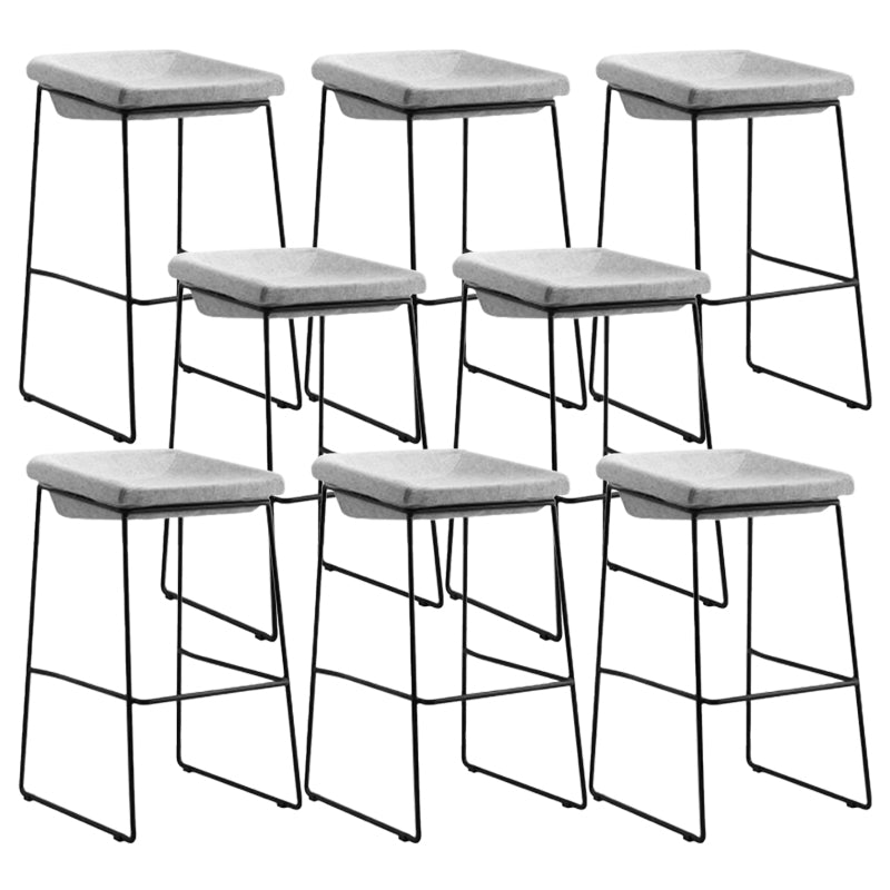 Modern Armless Backless Counter Stool Iron Bar Stool with Cushion and Pedal for Kitchen