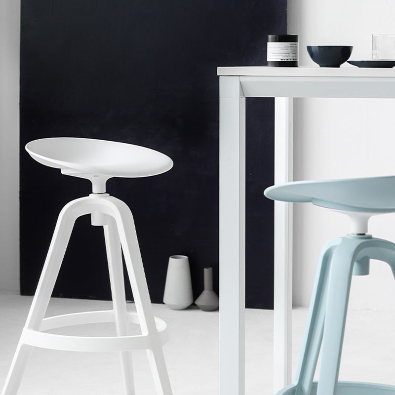 Modern Indoor Bar & Counter Stool Low Back Plastic Footrest Dining Stool
