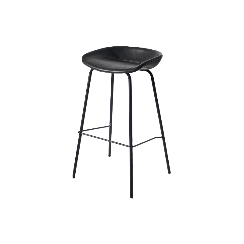 Scandinavian Bucket Seat Bar Stools Faux Leather Low Back Barstool