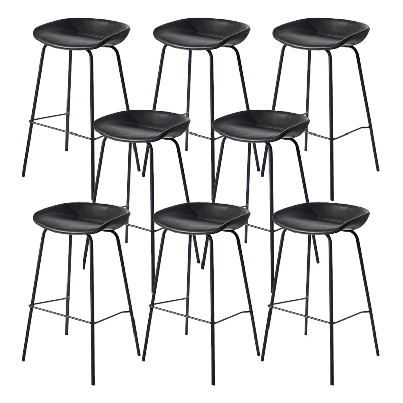 Scandinavian Bucket Seat Bar Stools Faux Leather Low Back Barstool