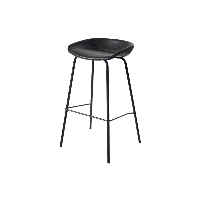 Scandinavian Bucket Seat Bar Stools Faux Leather Low Back Barstool