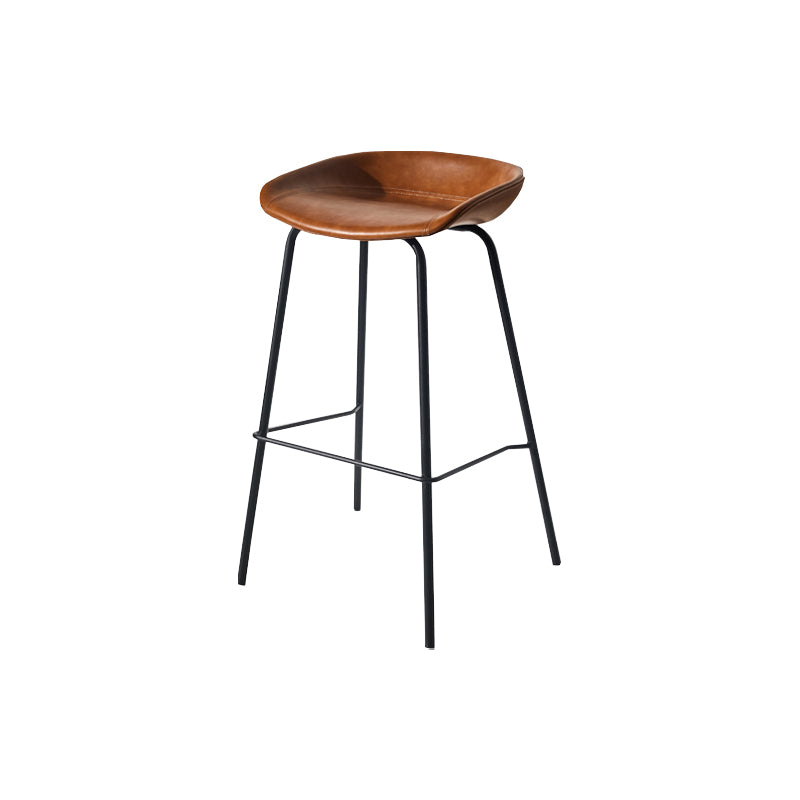Scandinavian Bucket Seat Bar Stools Faux Leather Low Back Barstool