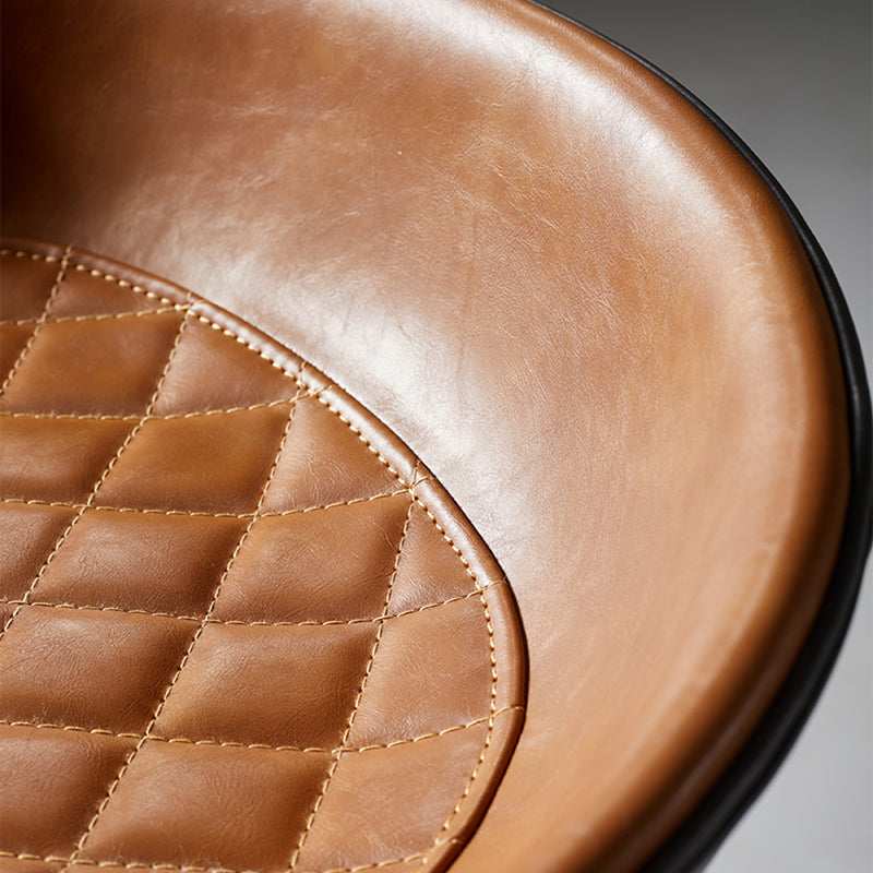 Scandinavian Bucket Seat Bar Stools Faux Leather Low Back Barstool