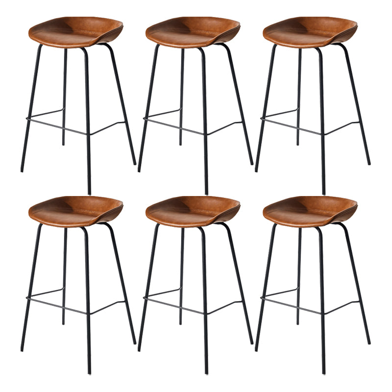Scandinavian Bucket Seat Bar Stools Faux Leather Low Back Barstool