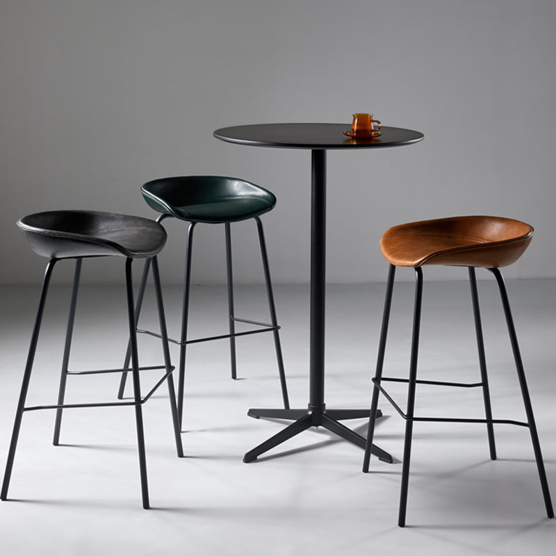 Scandinavian Bucket Seat Bar Stools Faux Leather Low Back Barstool