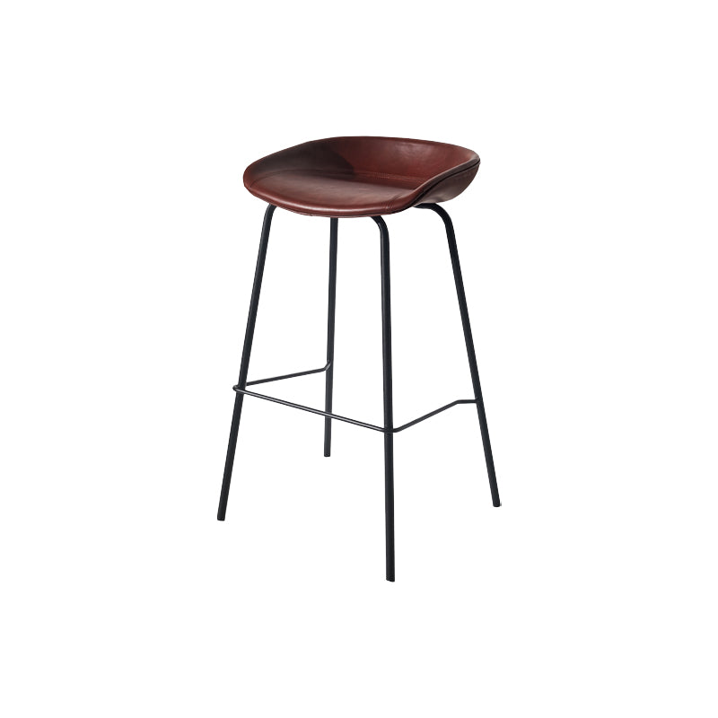 Scandinavian Bucket Seat Bar Stools Faux Leather Low Back Barstool