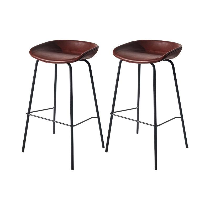 Scandinavian Bucket Seat Bar Stools Faux Leather Low Back Barstool