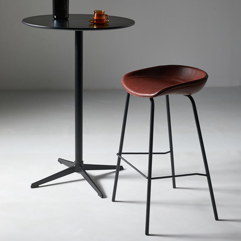 Scandinavian Bucket Seat Bar Stools Faux Leather Low Back Barstool