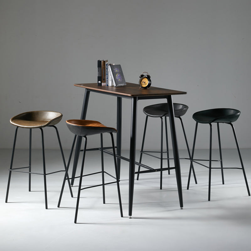 Scandinavian Bucket Seat Bar Stools Faux Leather Low Back Barstool