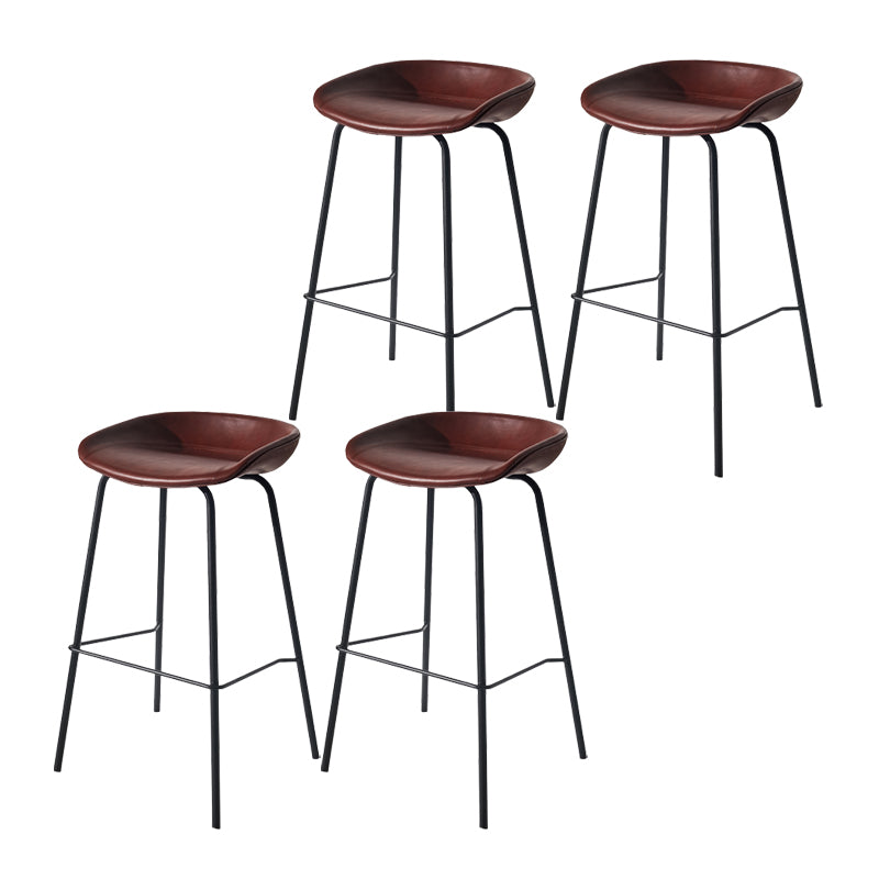Scandinavian Bucket Seat Bar Stools Faux Leather Low Back Barstool