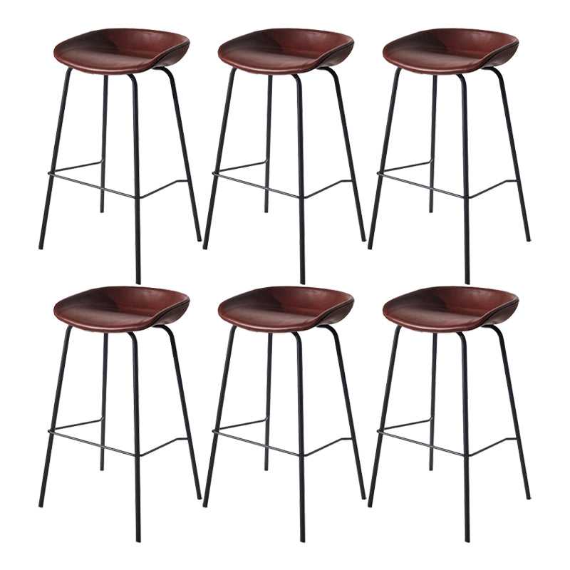 Scandinavian Bucket Seat Bar Stools Faux Leather Low Back Barstool