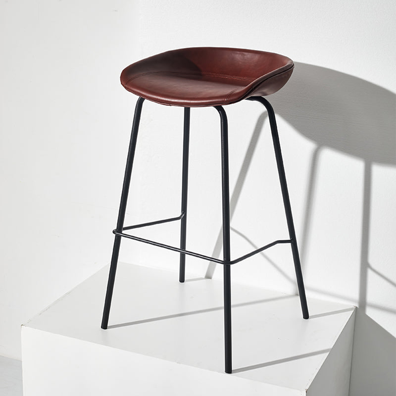Scandinavian Bucket Seat Bar Stools Faux Leather Low Back Barstool