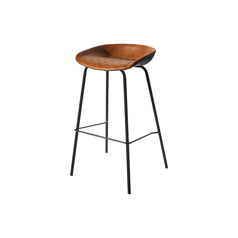 Scandinavian Bucket Seat Bar Stools Faux Leather Low Back Barstool