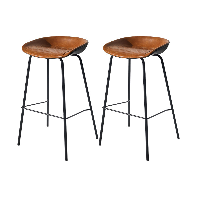 Scandinavian Bucket Seat Bar Stools Faux Leather Low Back Barstool