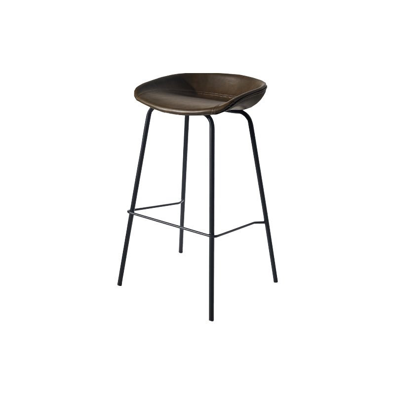 Scandinavian Bucket Seat Bar Stools Faux Leather Low Back Barstool