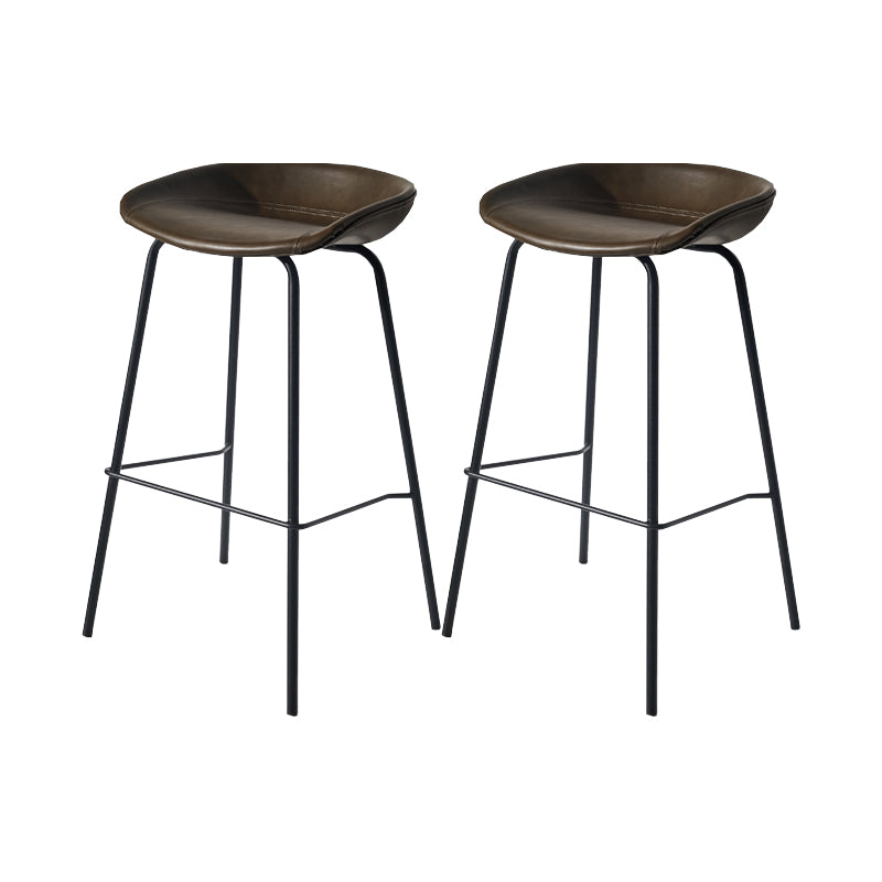 Scandinavian Bucket Seat Bar Stools Faux Leather Low Back Barstool