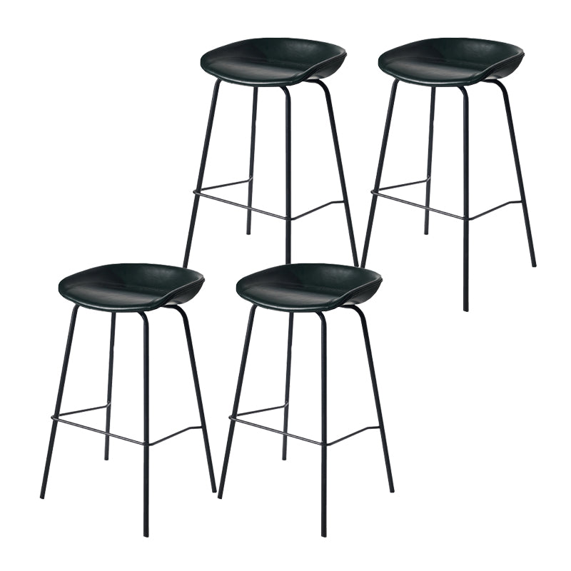 Scandinavian Bucket Seat Bar Stools Faux Leather Low Back Barstool