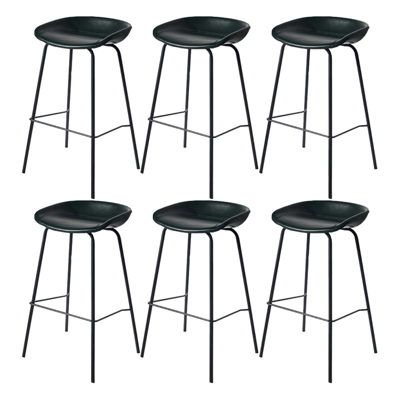 Scandinavian Bucket Seat Bar Stools Faux Leather Low Back Barstool