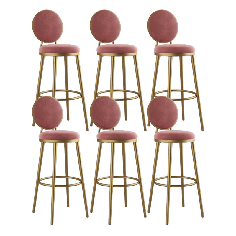 Round Upholstered Counter Height Stool Scandinavian Footrest Bar-stool with Gold Base
