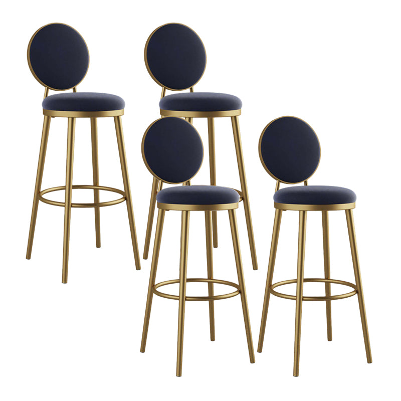 Round Upholstered Counter Height Stool Scandinavian Footrest Bar-stool with Gold Base