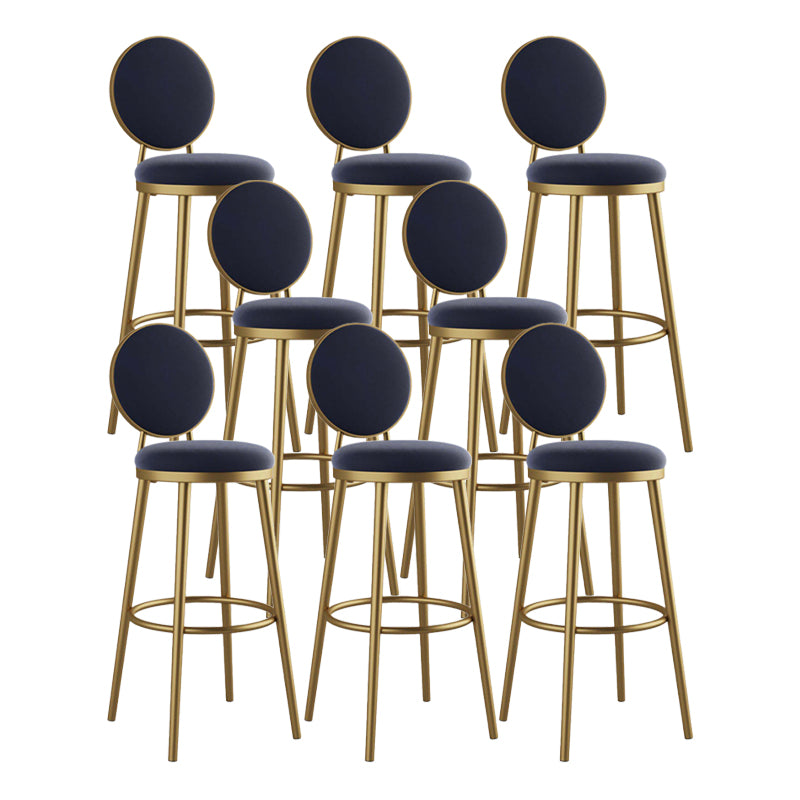 Round Upholstered Counter Height Stool Scandinavian Footrest Bar-stool with Gold Base