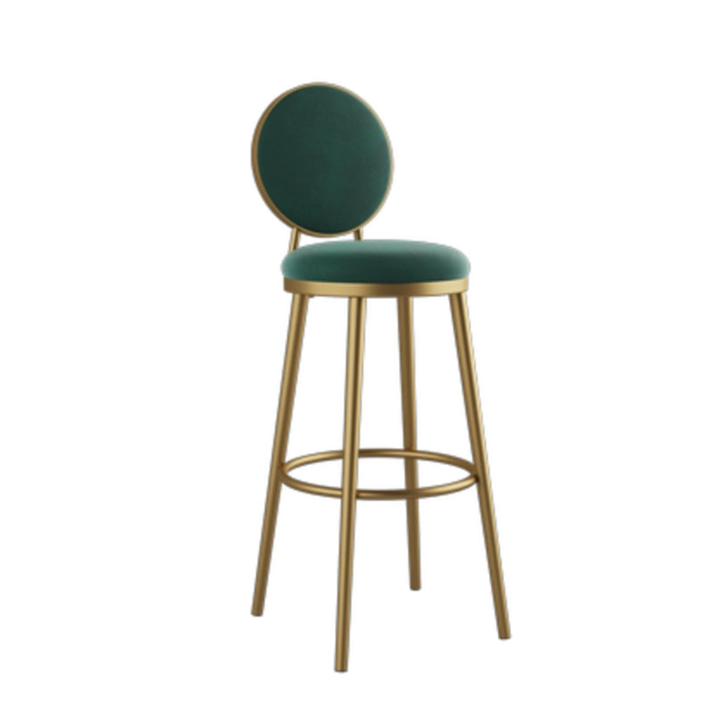 Round Upholstered Counter Height Stool Scandinavian Footrest Bar-stool with Gold Base
