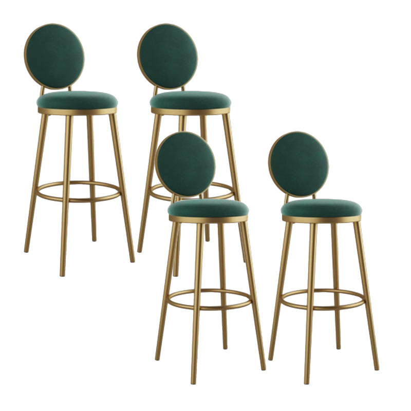Round Upholstered Counter Height Stool Scandinavian Footrest Bar-stool with Gold Base