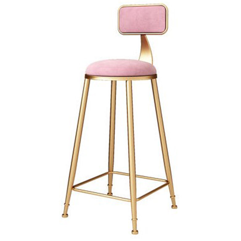 Glam Metal Barstool Velvet Footrest Stool in Matte Finish for Indoor