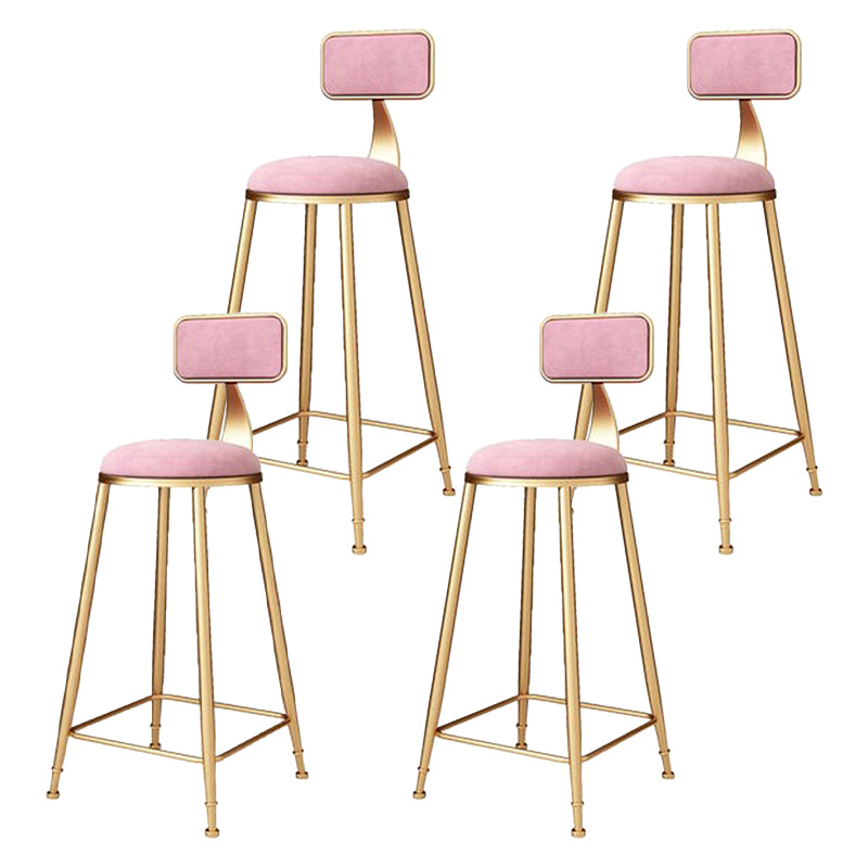 Glam Metal Barstool Velvet Footrest Stool in Matte Finish for Indoor