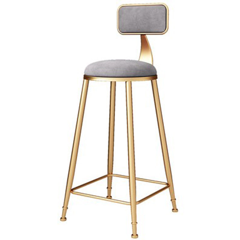 Glam Metal Barstool Velvet Footrest Stool in Matte Finish for Indoor