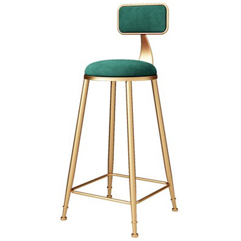 Glam Metal Barstool Velvet Footrest Stool in Matte Finish for Indoor
