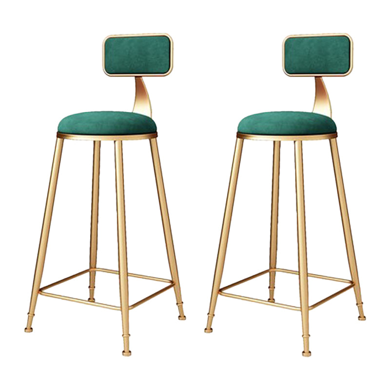 Glam Metal Barstool Velvet Footrest Stool in Matte Finish for Indoor