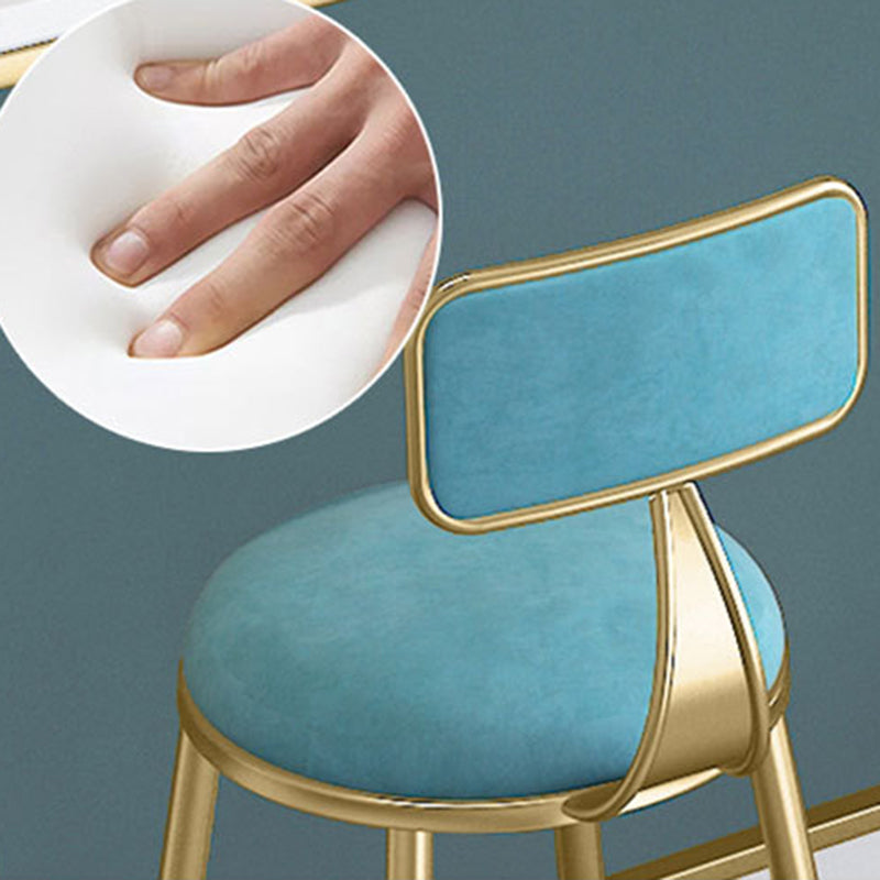 Glam Metal Barstool Velvet Footrest Stool in Matte Finish for Indoor