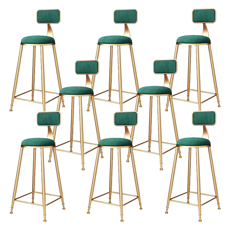 Glam Metal Barstool Velvet Footrest Stool in Matte Finish for Indoor