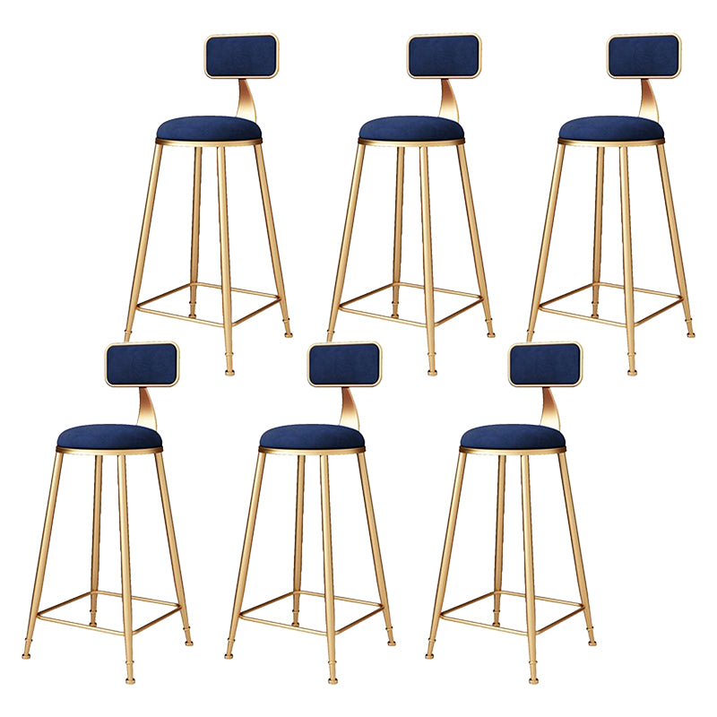 Glam Metal Barstool Velvet Footrest Stool in Matte Finish for Indoor