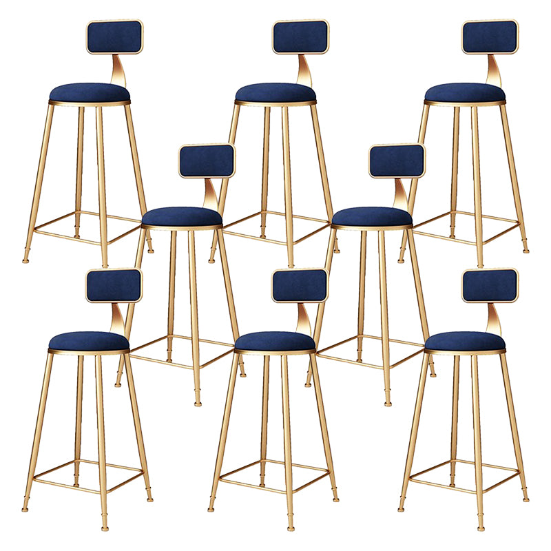 Glam Metal Barstool Velvet Footrest Stool in Matte Finish for Indoor