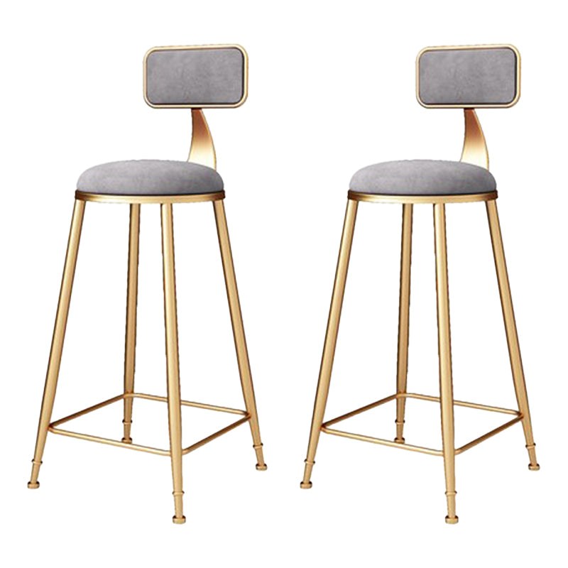 Glam Metal Barstool Velvet Footrest Stool in Matte Finish for Indoor